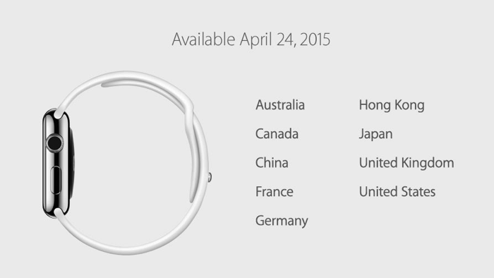 Apple Watch will be available on April 24 in these nine countries.